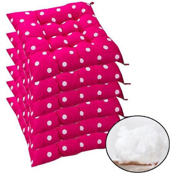 Lot de 6 Coussins dassise de Chaise de Jardin/Coussin de Siège de Jardin en Polyester pour Intérieur et Extérieur, 40x40x5cm,Rose