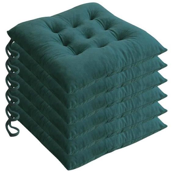 Lot de 6 Coussins de Chaise avec Rubans, 40x40 cm, lavables en Velours de Cristal, Coussins pour chaises de Jardin, B