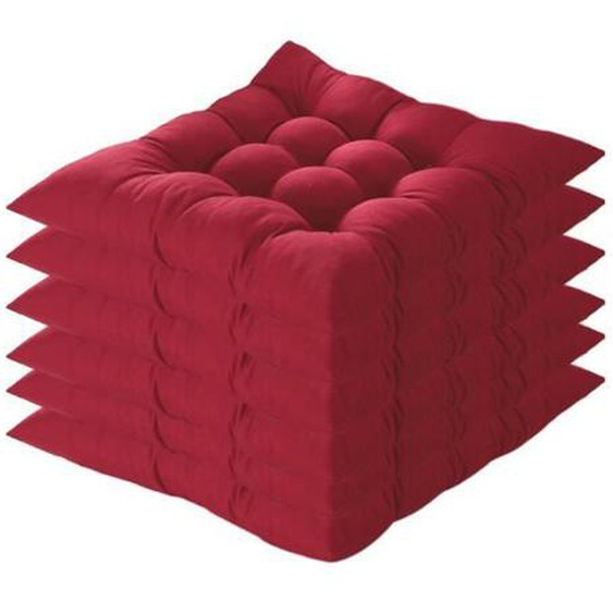 Lot de 6 Coussins pour Chaise,40 x 40 x 3.5 cm Coussin Chaise Exterieur Coussin de Jardin Idéal , Vin rouge