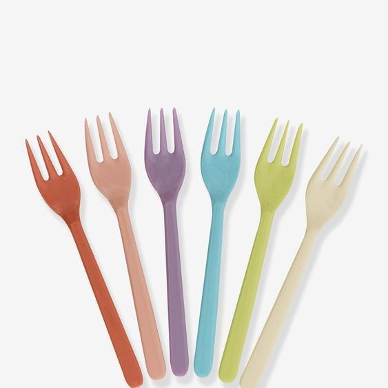 Lot de 6 fourchettes à gâteau en mélamine GLORY DAYS COLORS rice multicolore