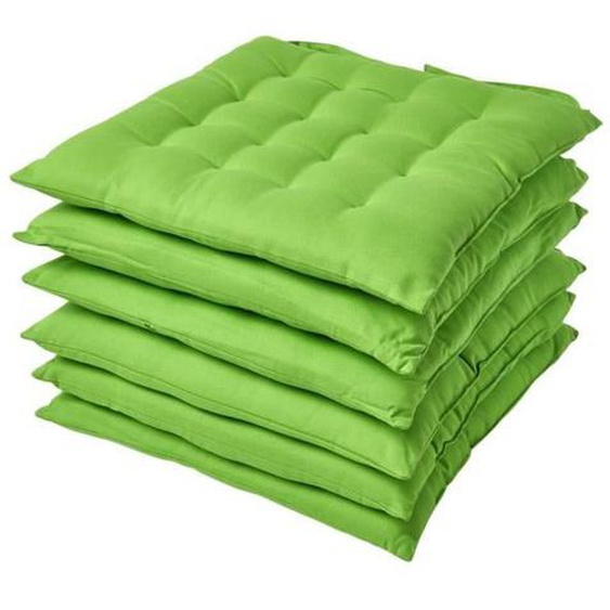 Lot de 6 Galette de Chaise Capitonnée 40 x 40 cm Vert pomme
