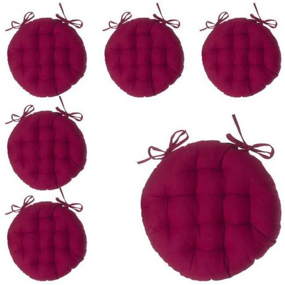 Lot de 6 Galettes de chaise en Coton Rouge D 38 cm - Atmosphera