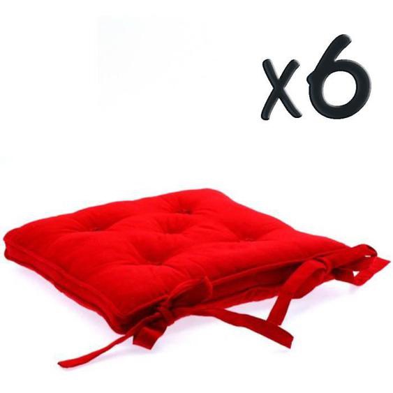 Lot de 6 Gallettes chaise 5 boutons Rouge, P40 ...