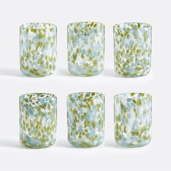 Lot de 6 gobelets en verre moucheté, Dotio