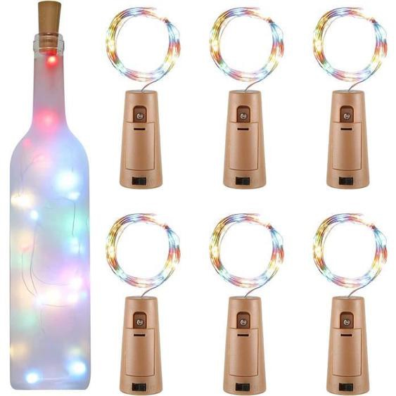 Lot de 6 Guirlandes Lumineuses Bouteille Couleur,2m 20 LEDs Bouteille Étanche Fil Flexible Décoration pour Noël, Partie, Mariag