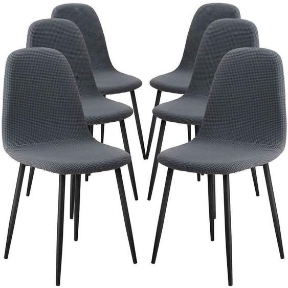 Lot de 6 Housse de Chaise Scandinave Imperméable Housse Chaise Salle a Manger Housse de Chaise Extensible Jacquard, Gris