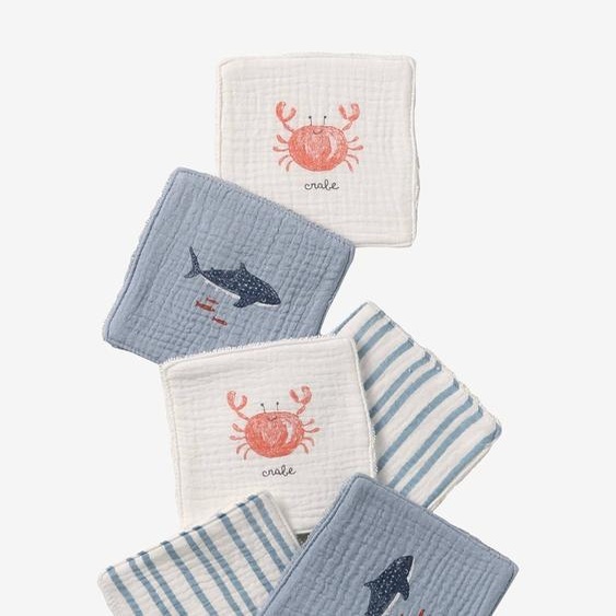 Lot de 6 lingettes lavables bord de mer