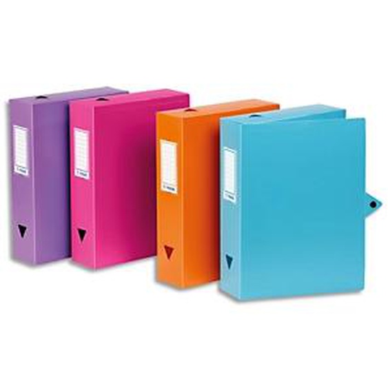 Lot de 6 - VIQUEL Boîte de classement CLASSDOC, en polypropylène 8/10ème, dos 8cm, coloris assortis