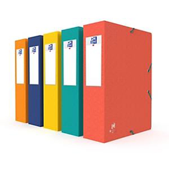 Lot de 7 - Oxford Boîte de classement A4 Recyc+ couverture carte - Dos 8 cm - Assortis