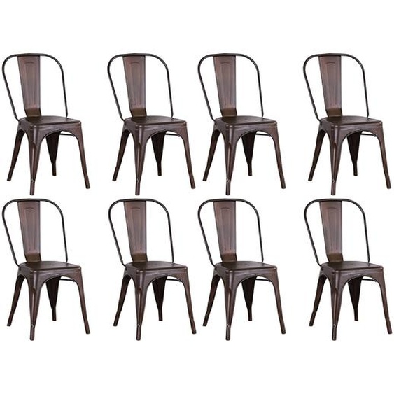 Lot de 8 chaises de salle à manger empilables en métal, style industriel, vert rouille