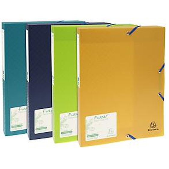 Lot de 8 - EXACOMPTA Boite de classement Exabox dos 40mm polypropylène 7/10e Forever® PP - A4 - Couleurs assorties