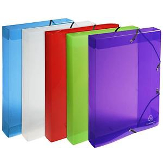 Lot de 8 - EXACOMPTA Boite de classement Exabox Dos 40mm Polypropylène Crystal Colours - A4 - Couleurs assorties