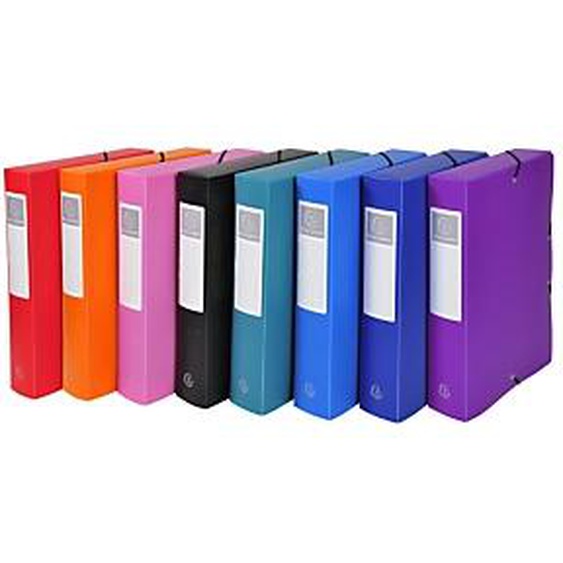 Lot de 8 - EXACOMPTA Boite de Classement Exabox Dos 60mm polypropylène 7/10e OPAK - A4 - Couleurs assorties