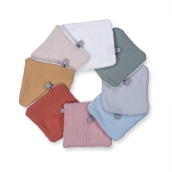 Lot De 8 Lingettes Lavables Bambou Et Gaze De Coton Jeanne Multicolore