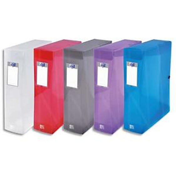 Lot de 8 - OXFORD Boîte de classement Hawaï 24x32cm en polypropylène 7/10e. Dos 8cm. Coloris assortis