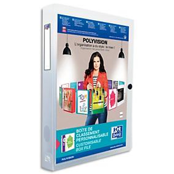 Lot de 8 - OXFORD Boîte de classement personnalisable Polyvision 24x32cm, en polypro 7/10e. Dos 4cm. Incolore