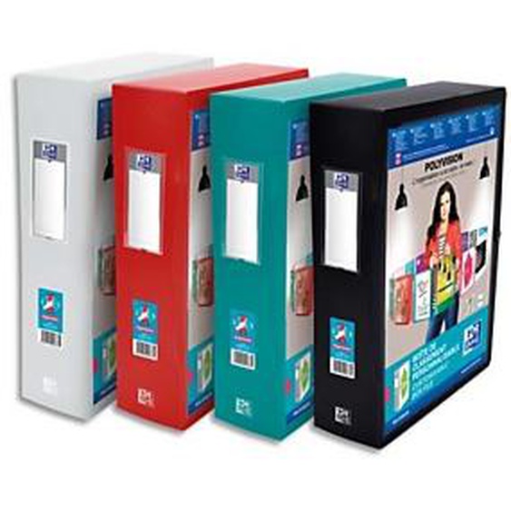 Lot de 8 - OXFORD Boîte de classement personnalisable Polyvision 24x32cm, polypro 7/10e. Dos 8cm. Assortis opaque