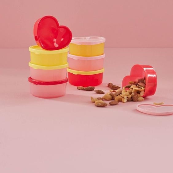 Lot de 8 petites boîtes de rangement en plastique en forme de cœur rice, 3 couleurs multicolore