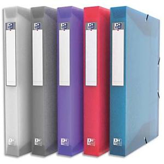 Lot de 9 - OXFORD Boîte de classement Hawaï 24x32cm en polypropylène 7/10e. Dos 4cm. Coloris assortis