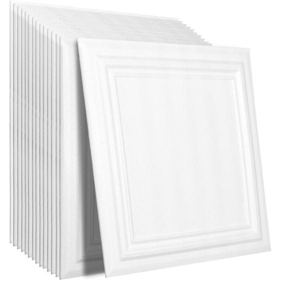 Lot de 96 dalles de plafond suspendu 50,8 x 50,8 cm, feuilles de polystyrène de qualité supérieure, installation/coupe faciles, dalles de plafond en