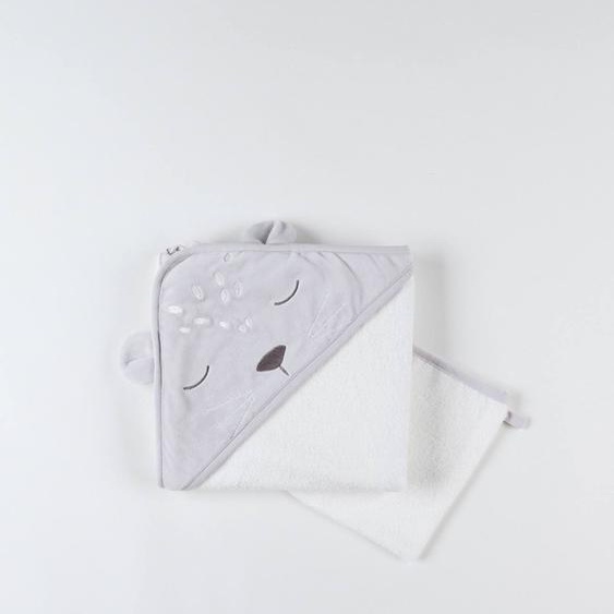 Cape De Bain Avec Gant De Toilette En Éponge Blanc