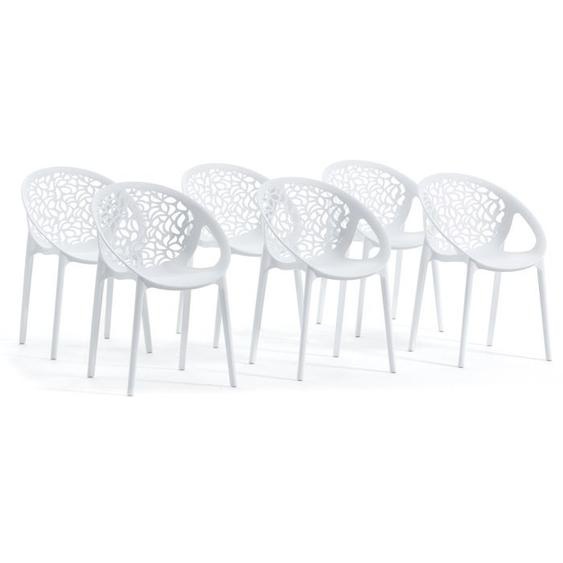 Lot de chaises AMBRA en polypropylène renforcé, empilables, Usage intérieur et extérieur (6 Chaises, Blanc)