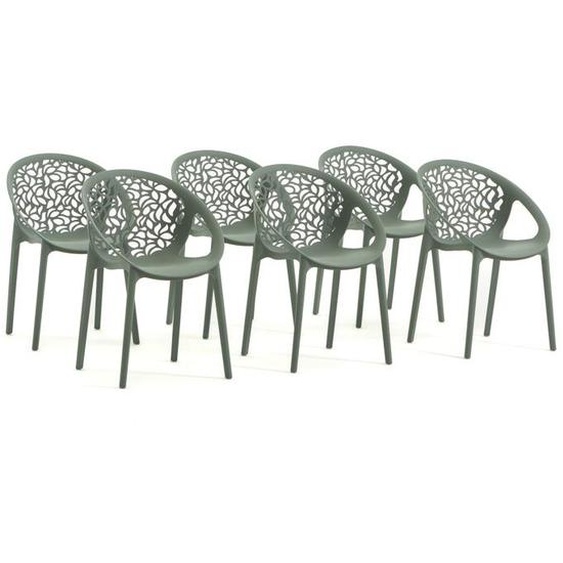 Lot de chaises AMBRA en polypropylène renforcé, empilables, Usage intérieur et extérieur (6 Chaises, Sauge)