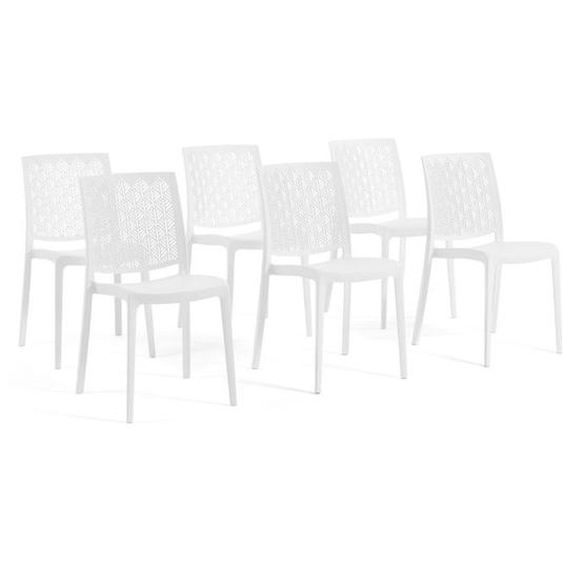 Lot de chaises Astrid en polypropylène renforcé, empilables, Usage intérieur et extérieur (6 Chaises, Blanc)