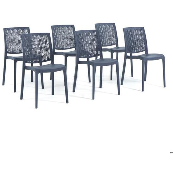 Lot de chaises Astrid en polypropylène renforcé, empilables, Usage intérieur et extérieur (6 Chaises, Bleu pétrole)