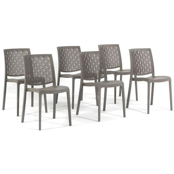 Lot de chaises Astrid en polypropylène renforcé, empilables, Usage intérieur et extérieur (6 Chaises, Gris tourterelle)
