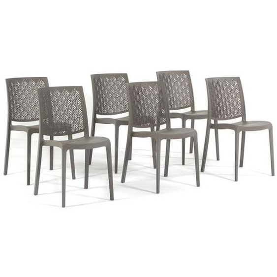 Lot de chaises Astrid en polypropylène renforcé empilables Usage intérieur et extérieur (6 Chaises Gris tourterelle)