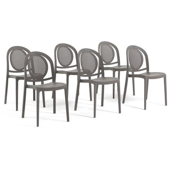Lot de chaises AURORA en polypropylène renforcé empilables Usage intérieur et extérieur (6 Chaises Gris tourterelle)