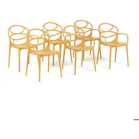 Lot de chaises Charlotte en polypropylène renforcé, empilables, Usage intérieur et extérieur (6 Chaises, Moutarde)