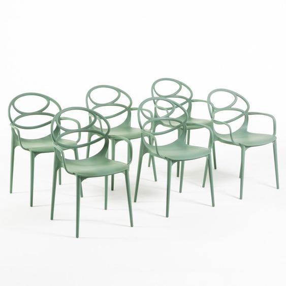 Lot de chaises Charlotte en polypropylène renforcé, empilables, Usage intérieur et extérieur (6 Chaises, Vert sauge)