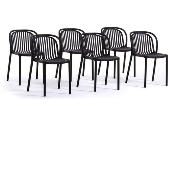 Lot de chaises ELOISA en polypropylène renforcé, empilables, sans accoudoirs, Usage extérieur.  (6 Chaises, Anthracite)