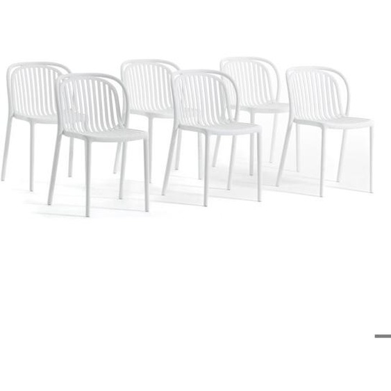 Lot de chaises ELOISA en polypropylène renforcé empilables sans accoudoirs Usage extérieur.  (6 Chaises Blanc)