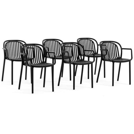 Lot de chaises ELOISA en polypropylène renforcé, empilables, Usage extérieur, Idéal pour pour l’extérieur.  (6 Chaises, Anthracite)