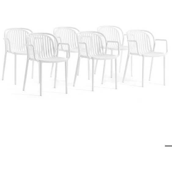 Lot de chaises ELOISA en polypropylène renforcé, empilables, Usage extérieur, Idéal pour pour l’extérieur.  (6 Chaises, Blanc)