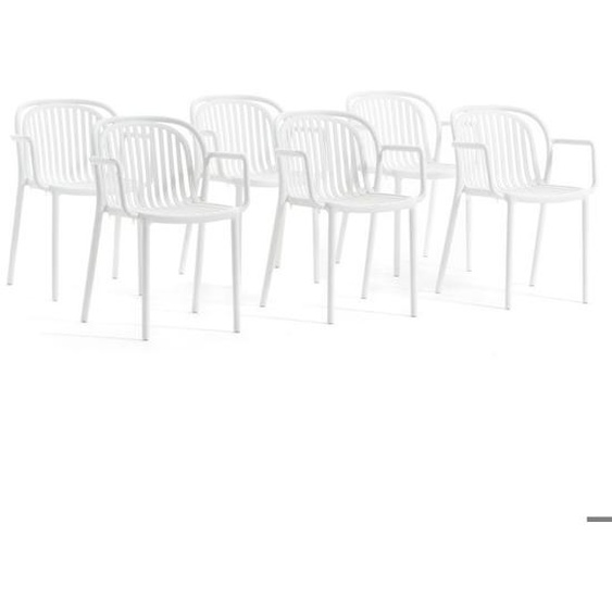 Lot de chaises ELOISA en polypropylène renforcé empilables Usage extérieur Idéal pour pour l’extérieur.  (6 Chaises Blanc)