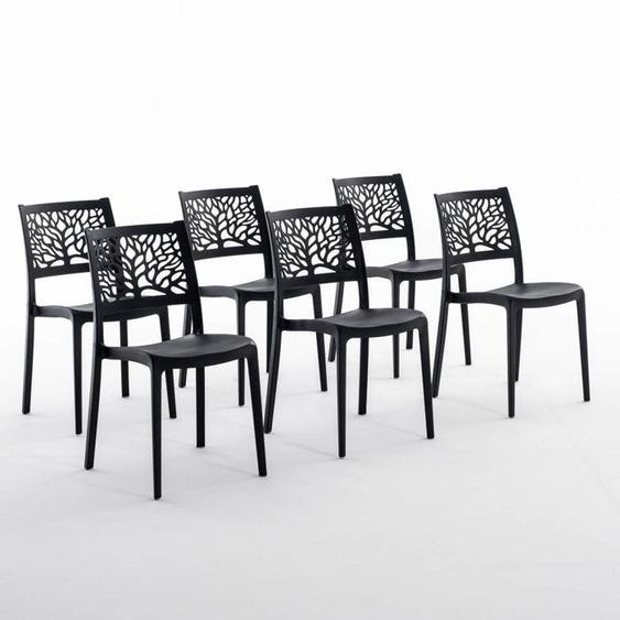 Lot de chaises Flora en polypropylène renforcé empilables Usage intérieur et extérieur (6 Chaises Anthracite)