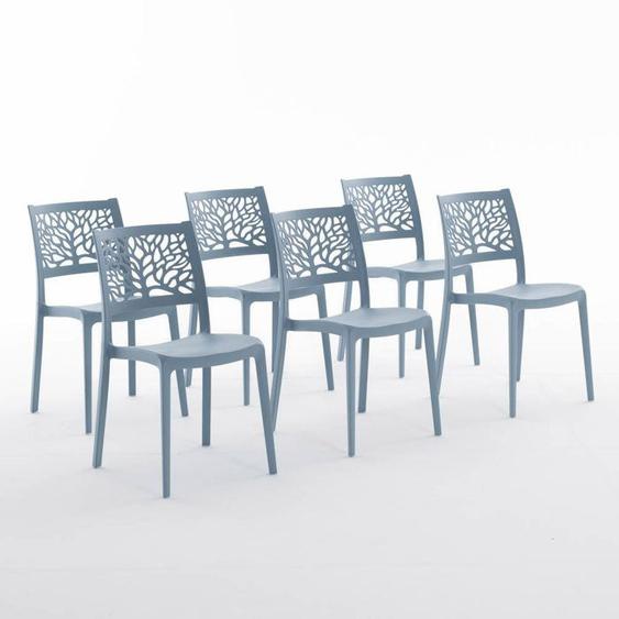 Lot de chaises Flora en polypropylène renforcé, empilables, Usage intérieur et extérieur (6 Chaises, Bleu béton)
