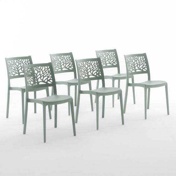 Lot de chaises Flora en polypropylène renforcé empilables Usage intérieur et extérieur (6 Chaises Vert sauge)
