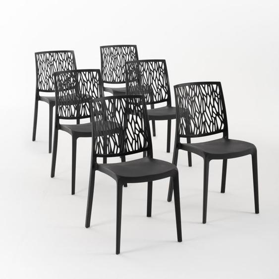 Lot de chaises Lisa en polypropylène renforcé, empilables, Usage intérieur et extérieur (6 Chaises, Anthracite)