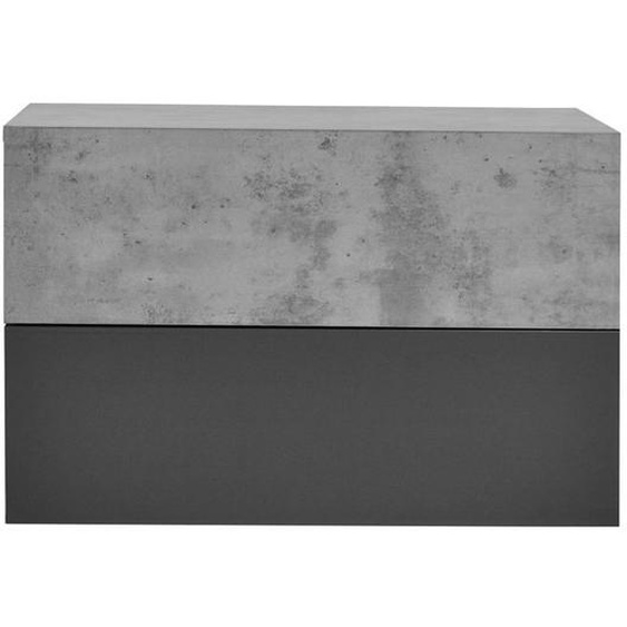 Lot de deux etageres murales pour chambre avec 2 tiroirs effet beton gris fonce 46 x 30 x 15cm
