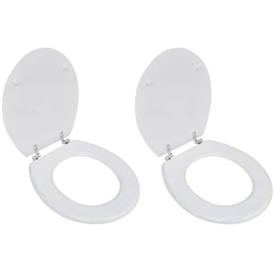 Lot de deux sieges abattants WC avec couvercles MDF blanc