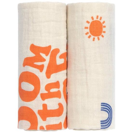 Lot De Langes Bébé En Mousseline De Coton – Doux, Respirants Et Multi-usages Au Quotidien Beige, Orange, Bleu