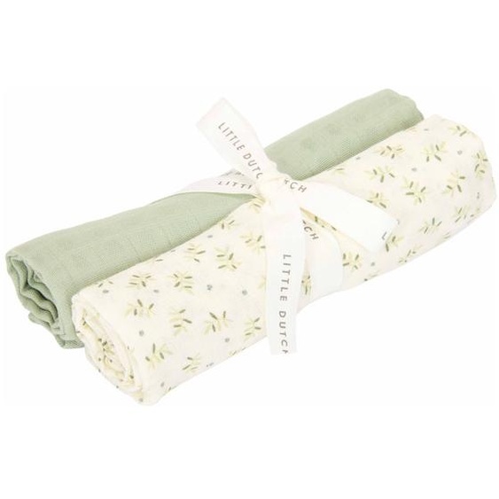 Lot De Langes Hydrophiles Bébé En Coton Bio – Multi-usages, Doux Et Très Absorbants Blanc, Vert Sauge