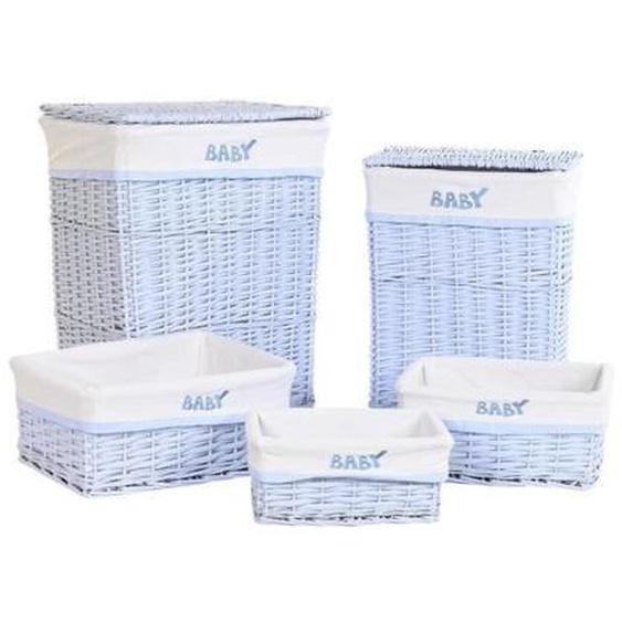 lot de paniers bleu polyester enfant osier (44 x 34 x 56 cm)