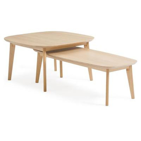 Lot de tables basses gigognes plaqué chêne, Janice