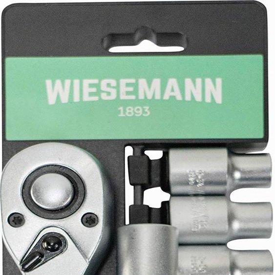 Lot douilles et cliquet 12 pièces avec support | WIESEMANN 80065 | acier au chrome-vanadium | cliquet 1/2 | rallonge 125 mm | 10 à 24 mm | douilles 6 pans